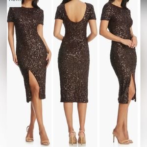 Dress the population sequin dress Natasha mocha size M